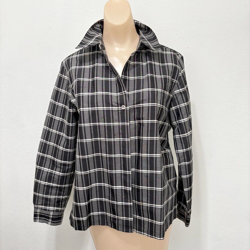 Womens Quite Luxury Silk Taffeta Top 4 Old Money Plaid Quite Luxury Capsule